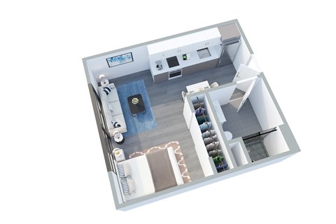 Floor plan for studio, 1 bath, 445 sqft